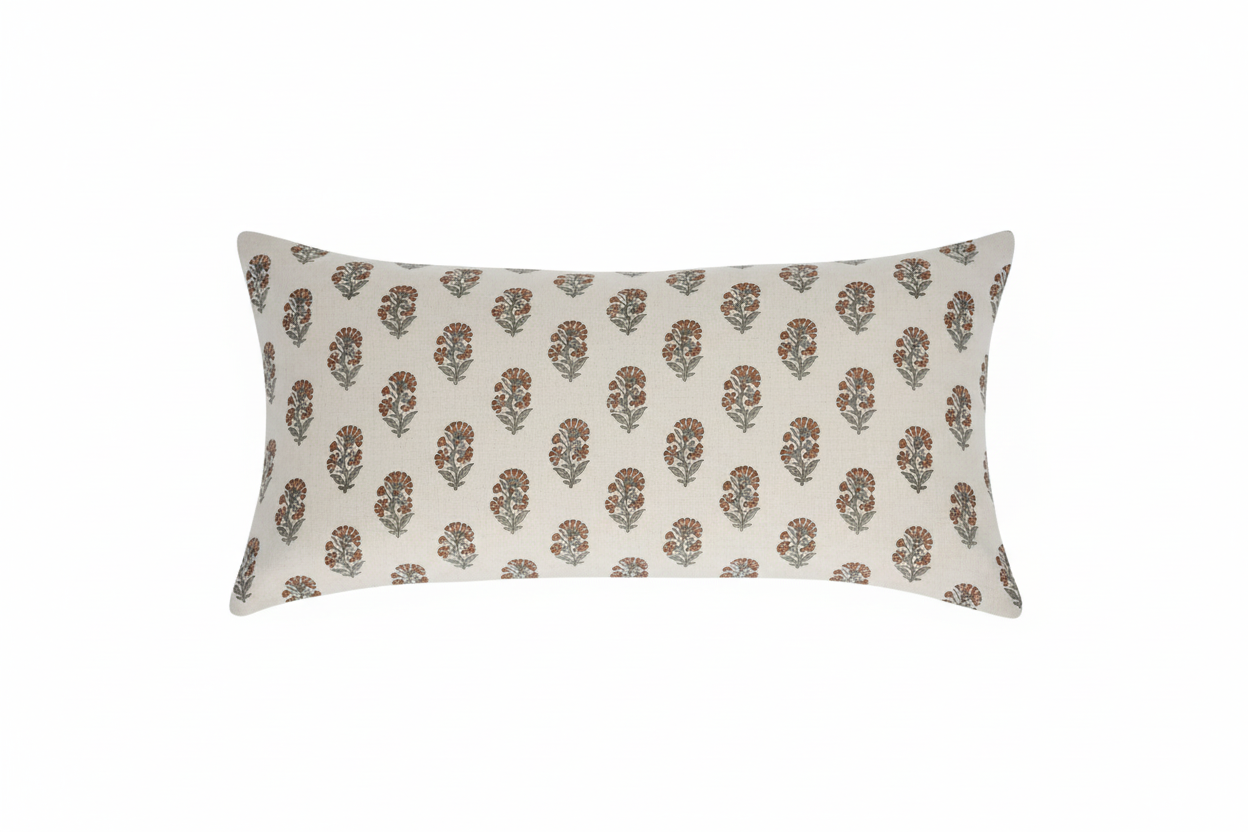 Edwin Ditsy Prints Warm White Pillow Cover 16" x 42" Double Sided Pillow Covers