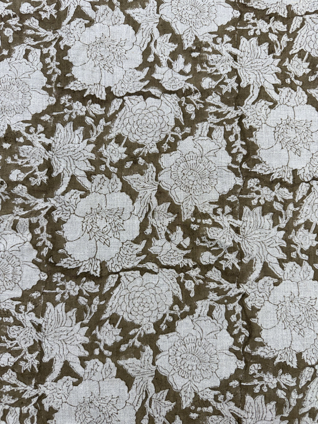 Charlie Block Print Handloom Linen Fabric Linen Fabric