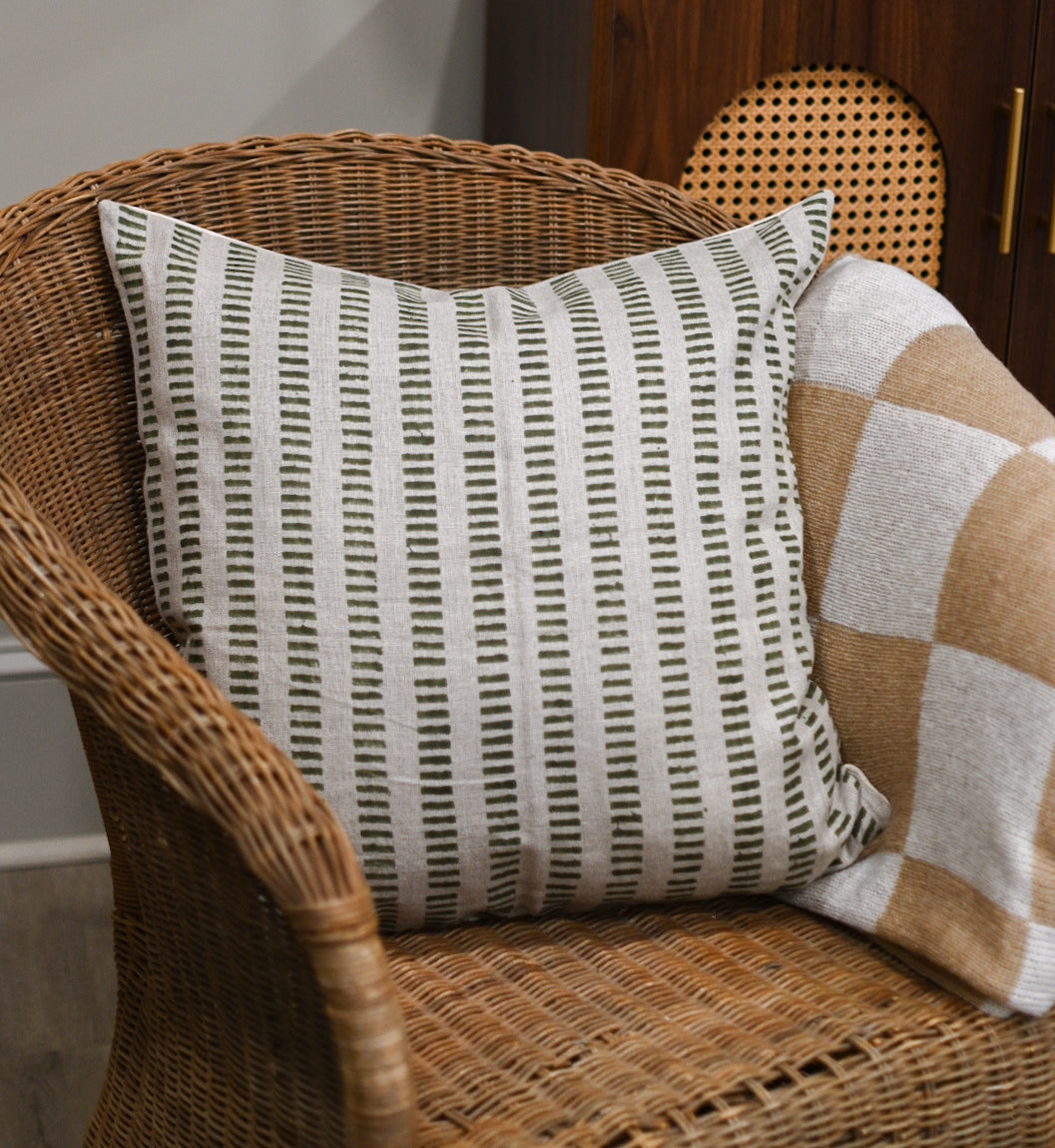 Vesper Stripe Natural Linen Pillow Cover Pillow Covers
