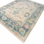 Wild Rose Hand-Knotted Wool Oushak Rug Hand-Knotted