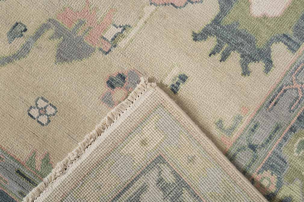 Wild Rose Hand-Knotted Wool Oushak Rug Hand-Knotted