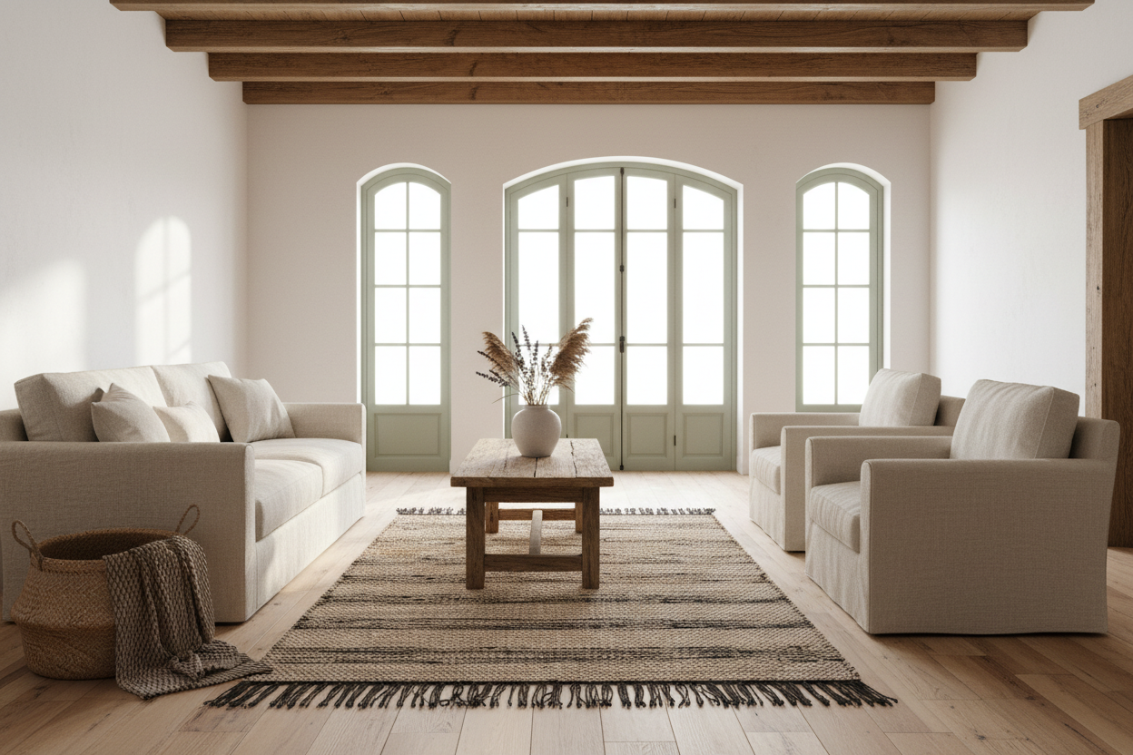 Textured area rug with striped pattern on a white background