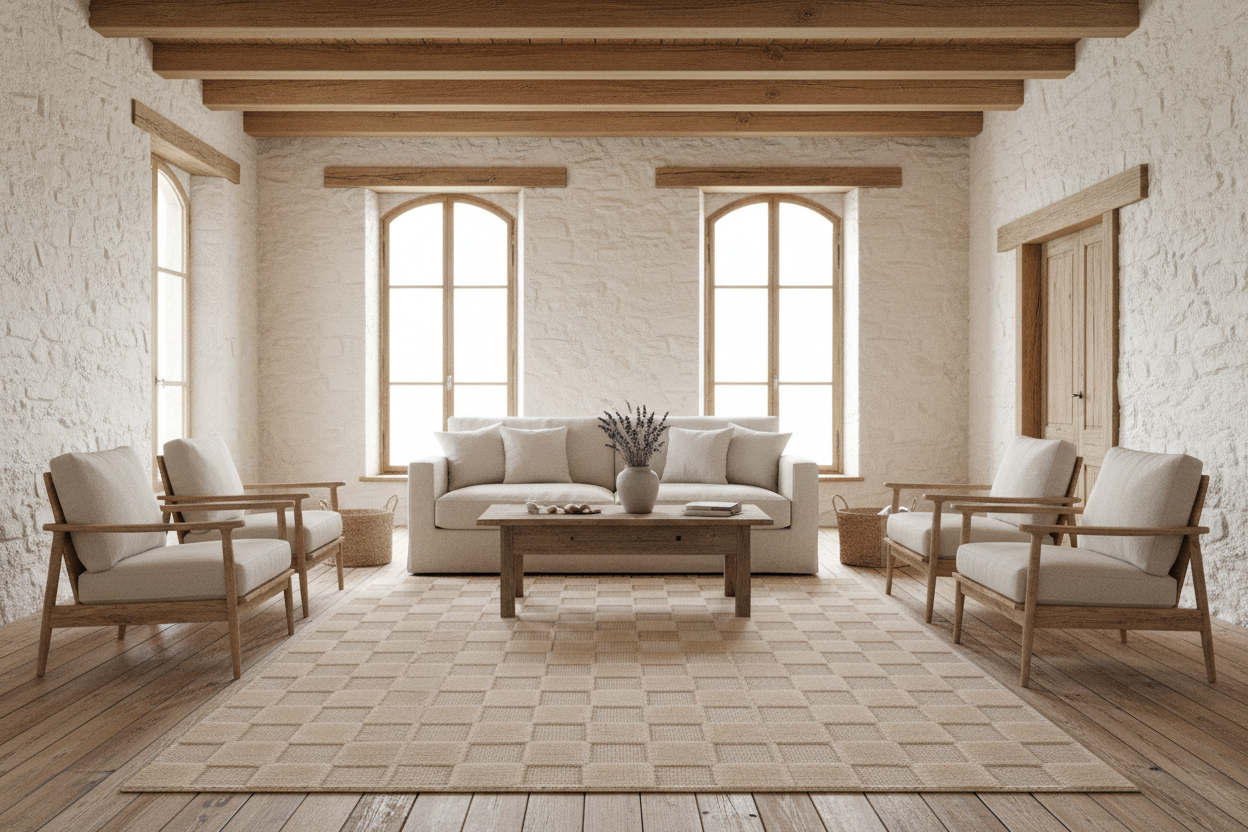 Textured woven pattern in beige on a white background