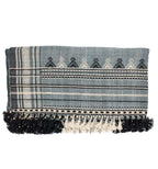 Handwoven Vintage Bhujodi Bed Throw - Sun Bleached Blue - 40" x 90"