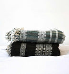 Bhujodi Handwoven Wool Throw Blanket – Earthy Blue-Green