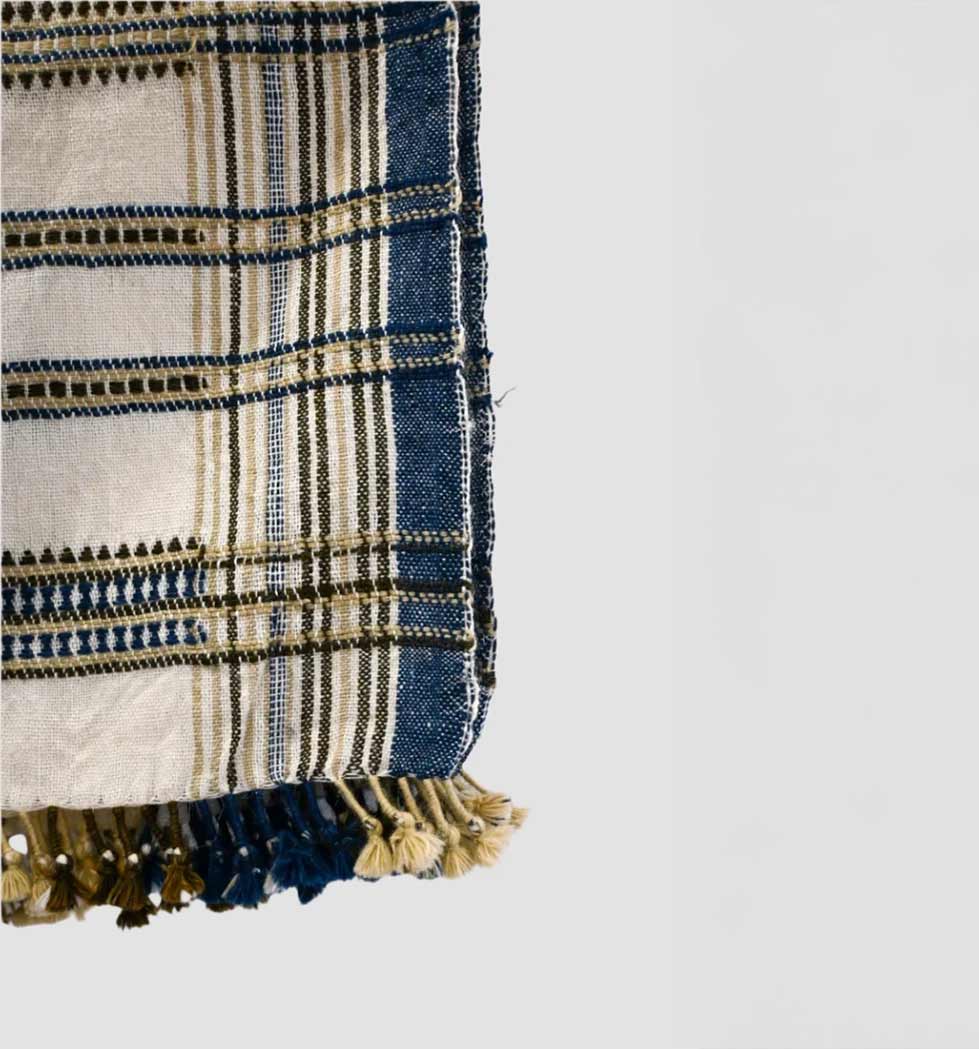 Handwoven Vintage Bhujodi Bed Throw -Neutral - 50" x 90"
