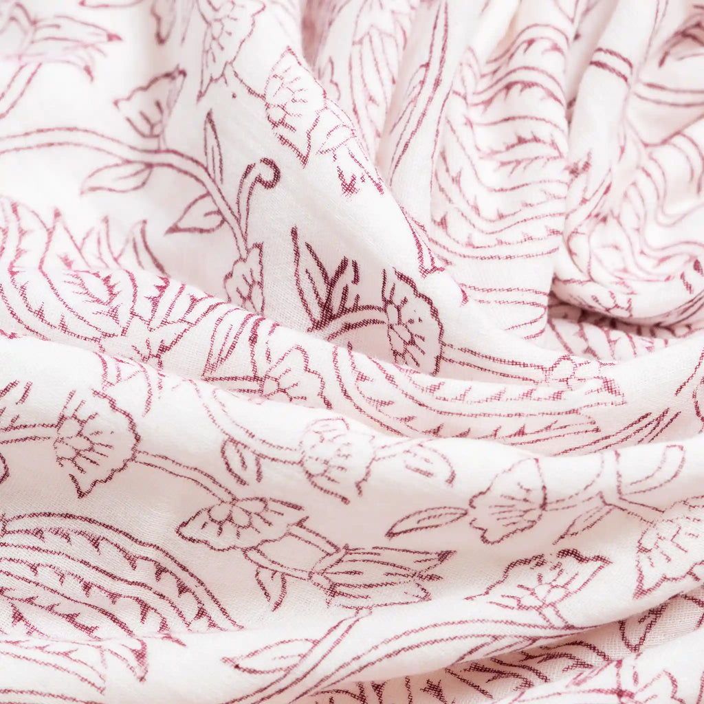 Vivienne Red Block Print Cotton Duvet Cover Set