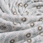 Andrea Ice Blue Block Print Cotton Duvet Cover Set