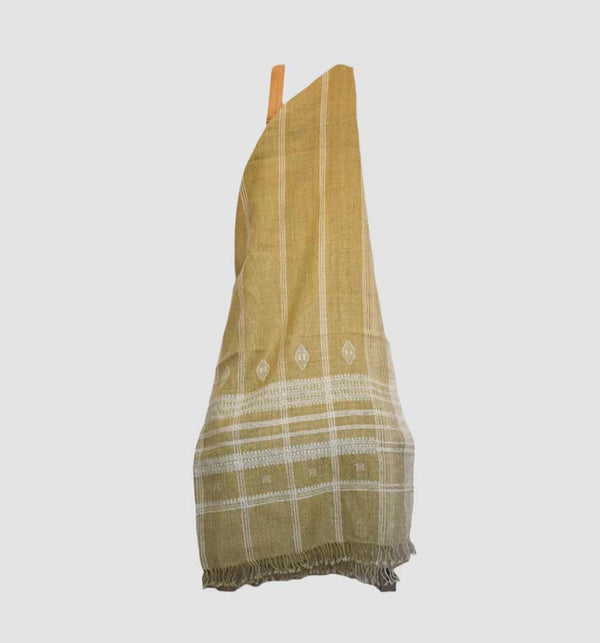 Handwoven Vintage Bhujodi Bed Throw -Golden Yellow- 50