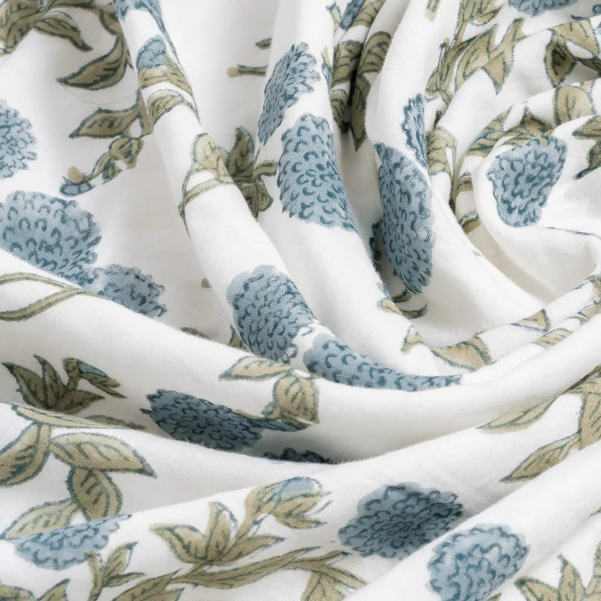 Tony Ice Blue Block Print Cotton Duvet Cover Set