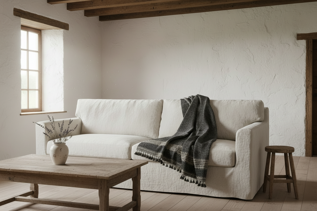 Bhujodi Handwoven Wool Textured Throw Black