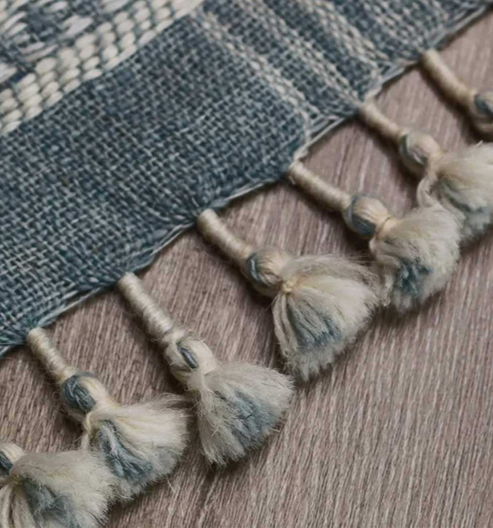 Handwoven Vintage Bhujodi Throw -  Washed Blue - 40" X 90"