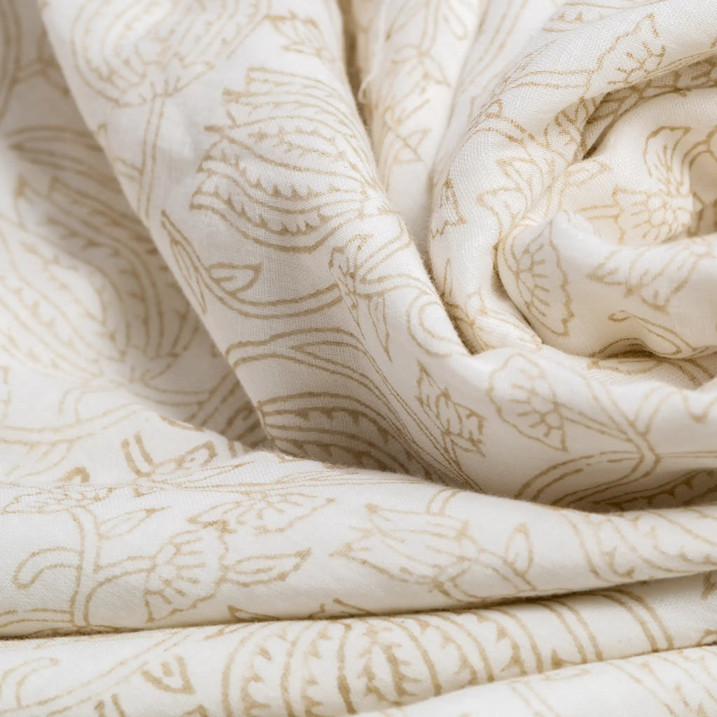 Vivienne Beige Block Print Cotton Duvet Cover Set