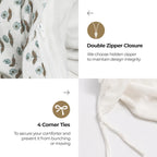 Freesia Ice Blue Block Print Cotton Duvet Cover Set