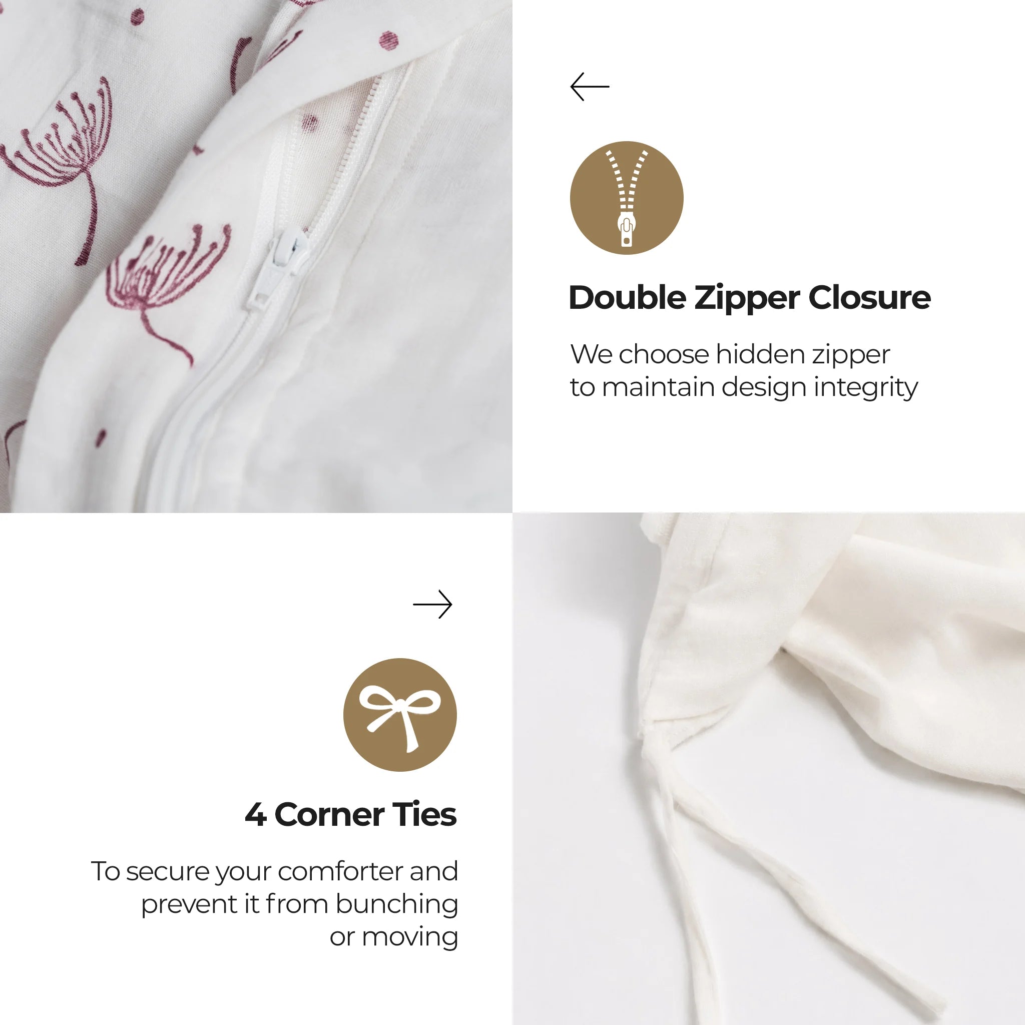Dandellions Block Print Cotton Duvet Cover Set