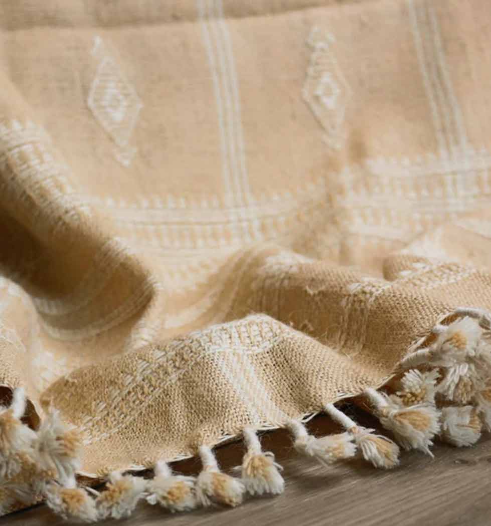 Handwoven Vintage Bhujodi Bed Throw - Rustic - 40 X 90