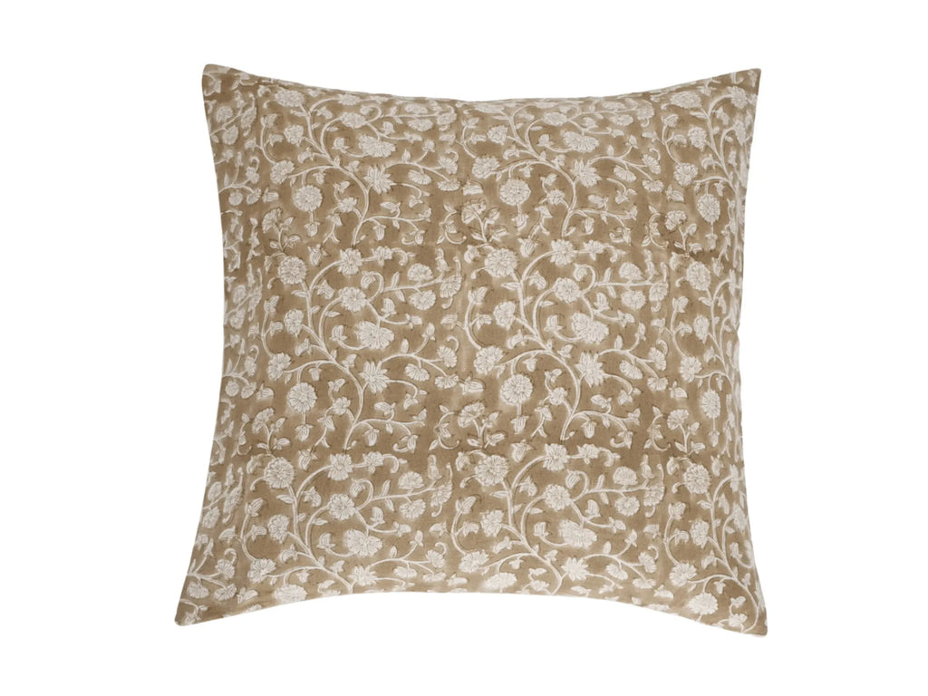 Samuel Botanical Print Deep Camel Pillow Cover 26" x 26" Double Sided Pillow Covers