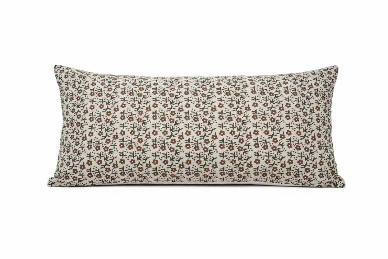 Waldron Ditsy Prints Natural Linen Pillow Cover 16" x 42" Double Sided Pillow Covers