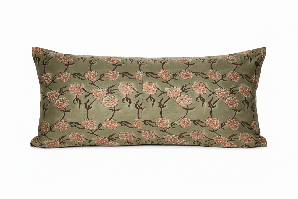 Hazel Botanical Print Sage Pillow Cover 16" x 42" Double Sided Pillow Covers