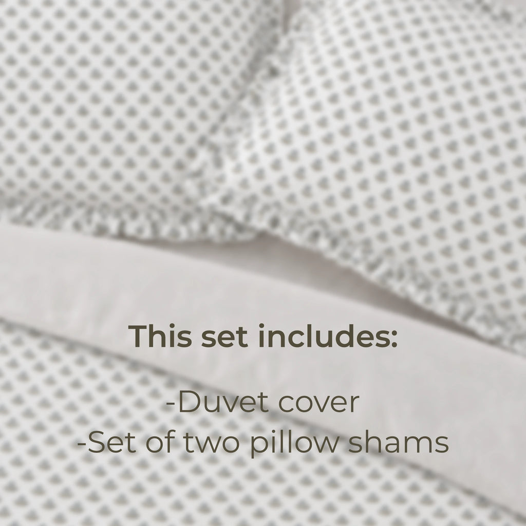 Freesia Ice Blue Block Print Cotton Duvet Cover Set
