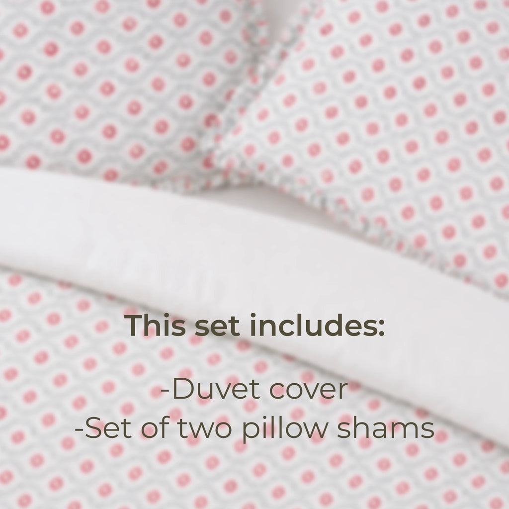 Andrea Red Block Print Cotton Duvet Cover Set