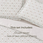 Andrea Ice Blue Block Print Cotton Duvet Cover Set