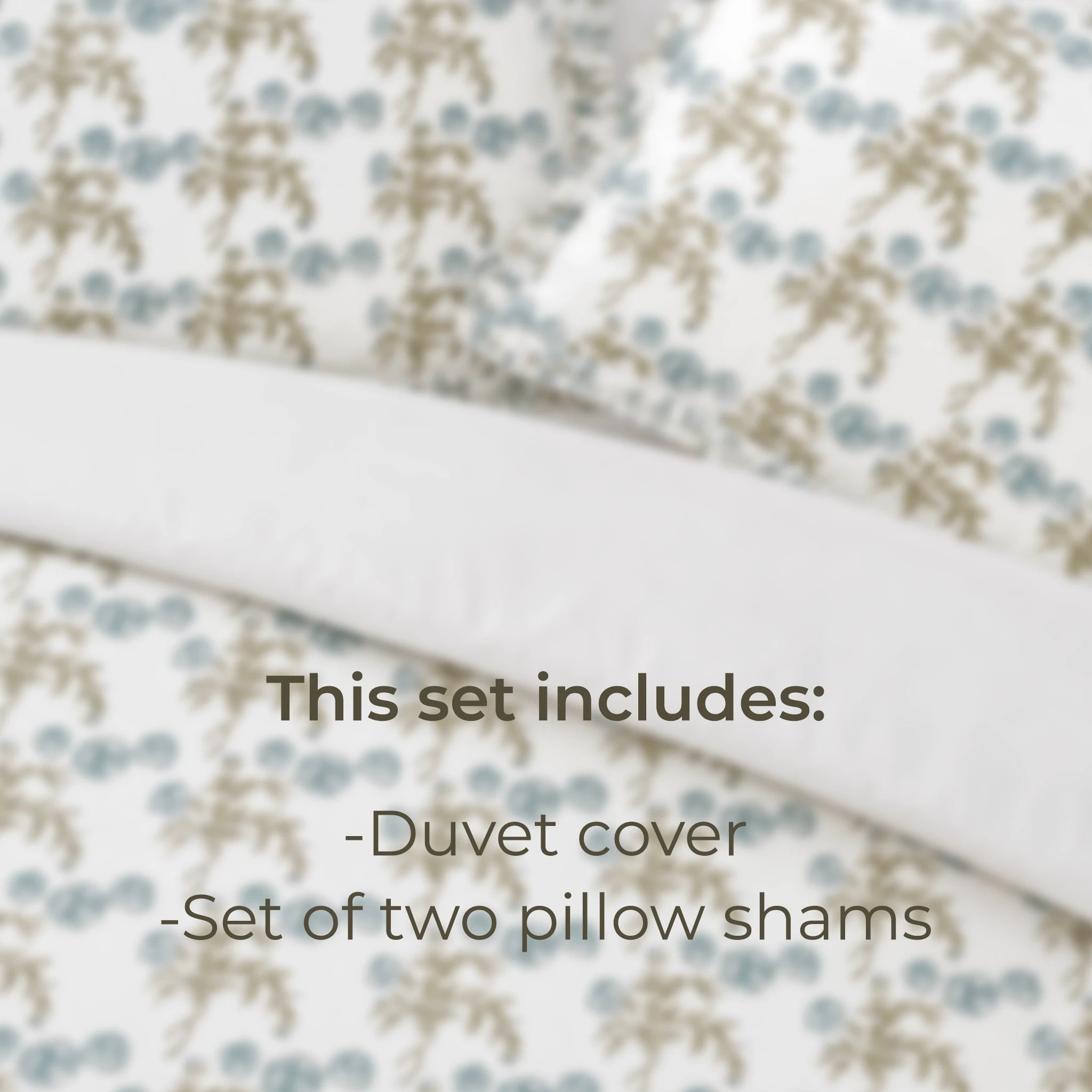 Tony Ice Blue Block Print Cotton Duvet Cover Set