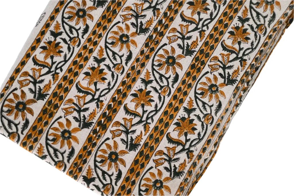 Henry Floral Block Print Tablecloth - Maple Village Lane