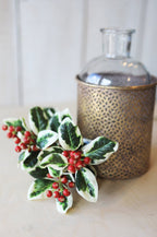 18" Variegated Faux Holly Stem