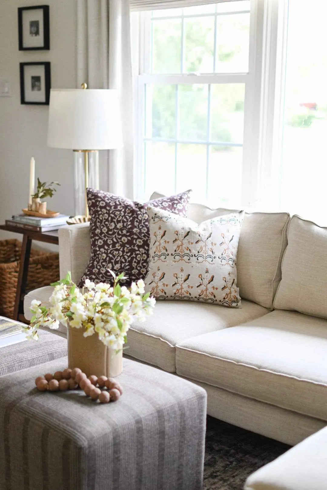 Cordelia Botanical Print Rosewood Pillow Cover Pillow Covers