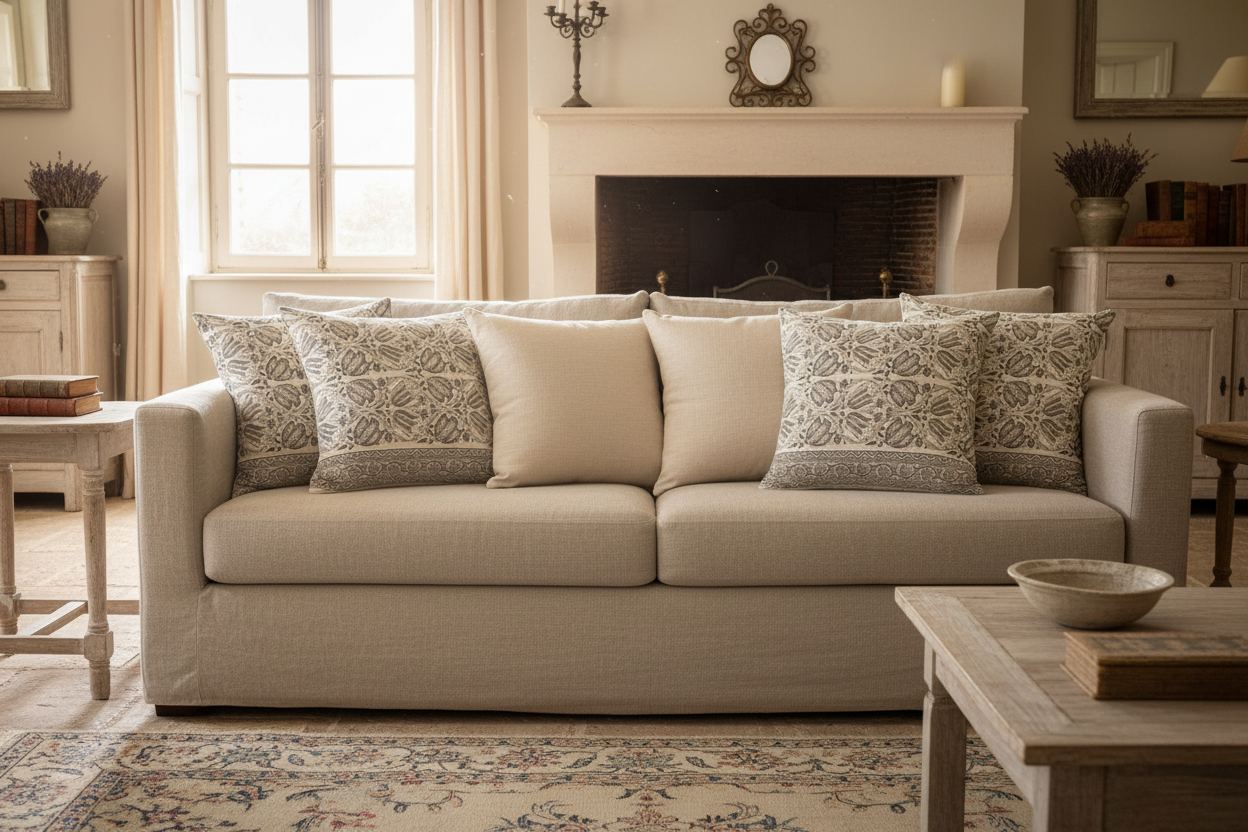 Beau Botanical Print Natural Linen Pillow Cover