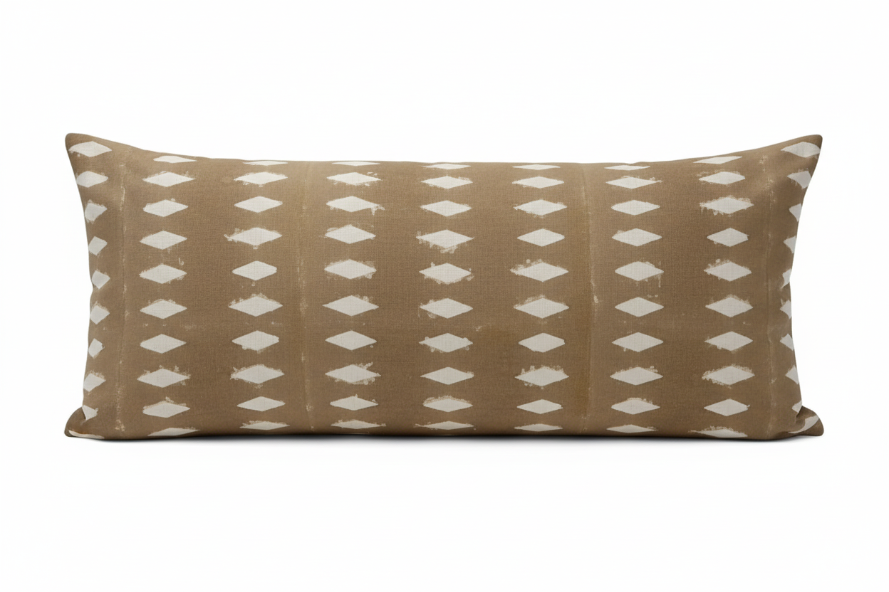 Walton Geometric Deep Camel Pillow Cover 16" x 42" Double Sided Pillow Covers