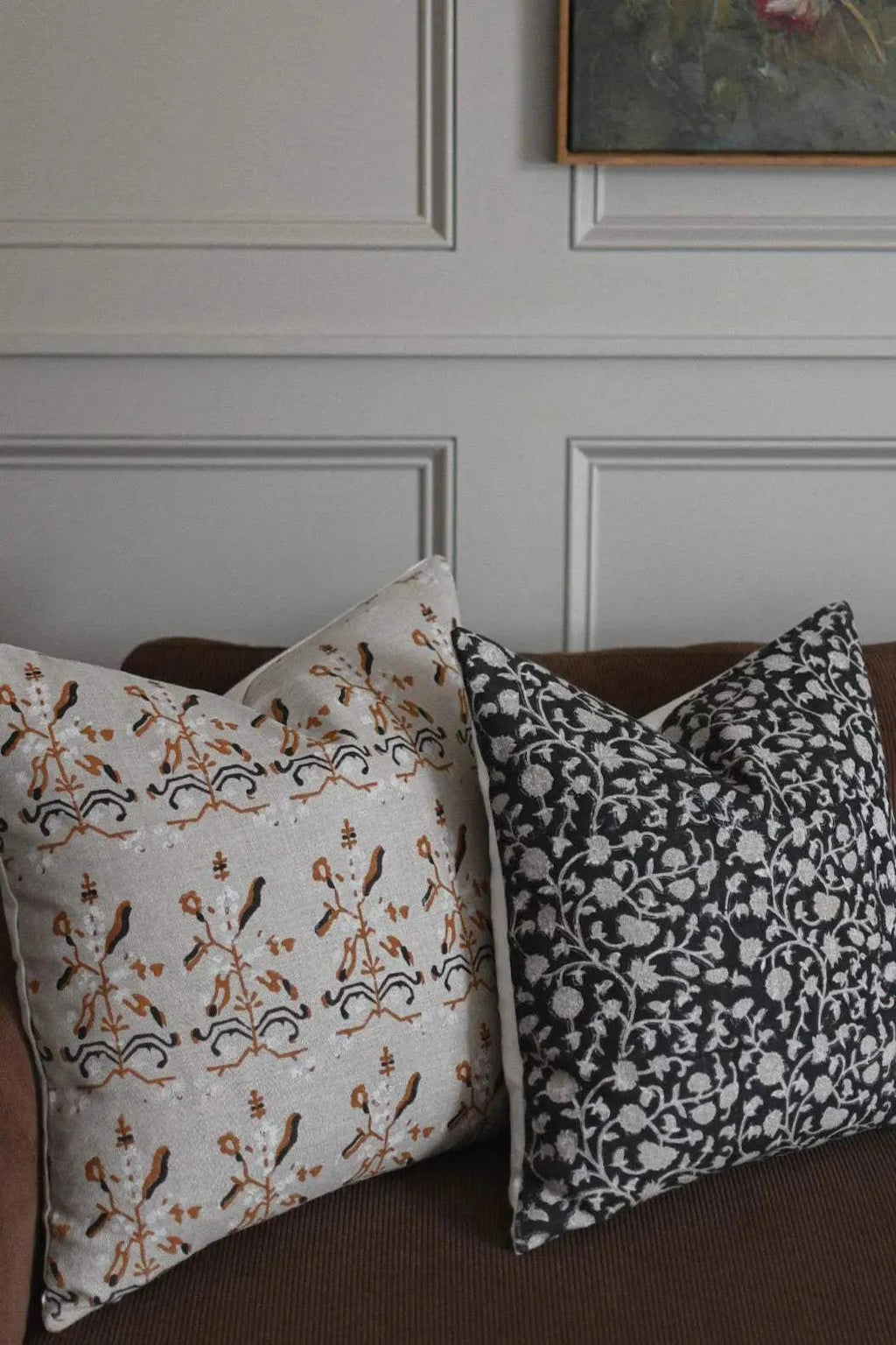 Valentina Botanical Print Black Pillow Cover Pillow Covers