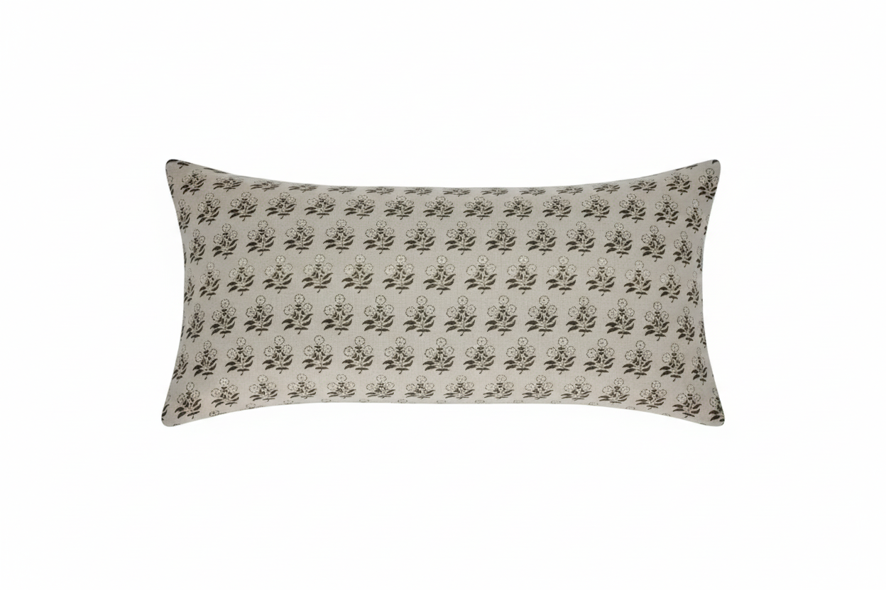 Penny Ditsy Prints Cornforth White Pillow Cover 16" x 42" Double Sided Pillow Covers