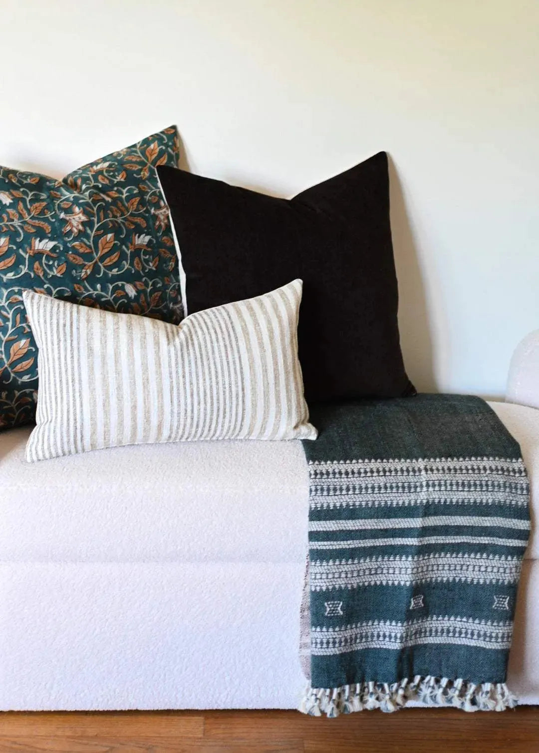 Sadie Botanical Print Deep Teal Pillow Cover Pillow Covers