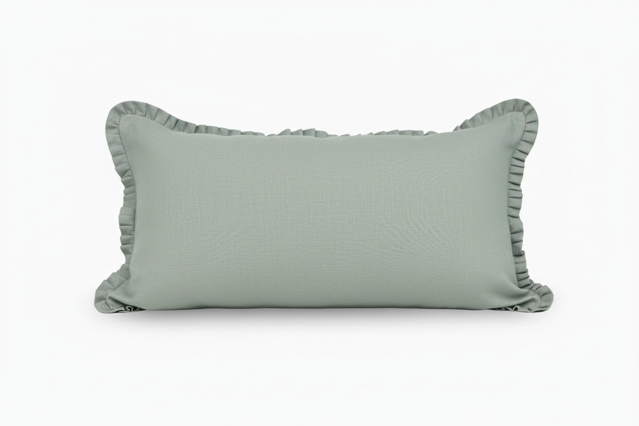 Fletcher Linen Aqua Pillow Cover Ruffle Pillow Covers