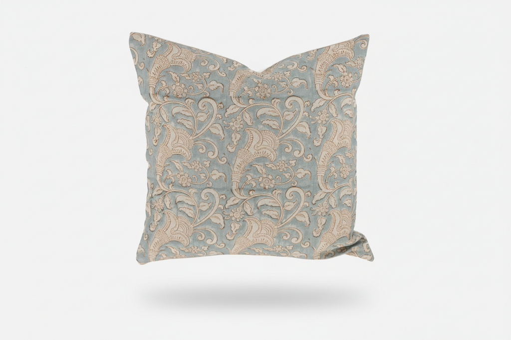 Eulalia Botanical Print Dusty Blue Pillow Cover 26" x 26" Double Sided Pillow Covers