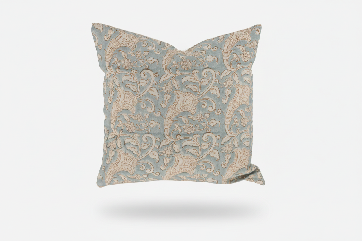 Eulalia Botanical Print Dusty Blue Pillow Cover 26" x 26" Double Sided Pillow Covers