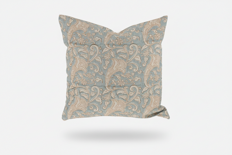 Eulalia Botanical Print Dusty Blue Pillow Cover 26" x 26" Double Sided Pillow Covers