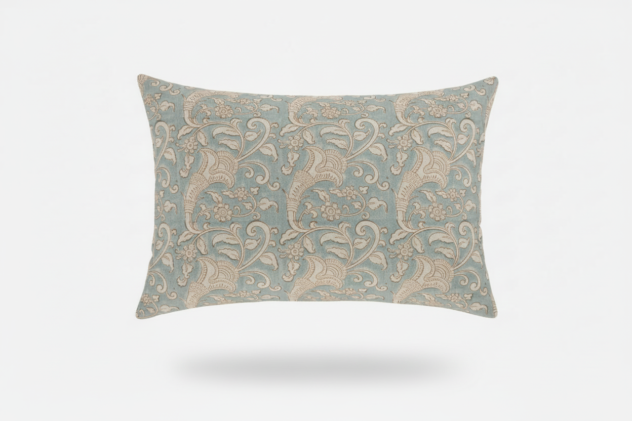 Eulalia Botanical Print Dusty Blue Pillow Cover 16" x 42" Double Sided Pillow Covers