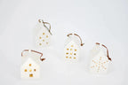 White Ceramic LED House Ornament, 4 Styles Home Decor