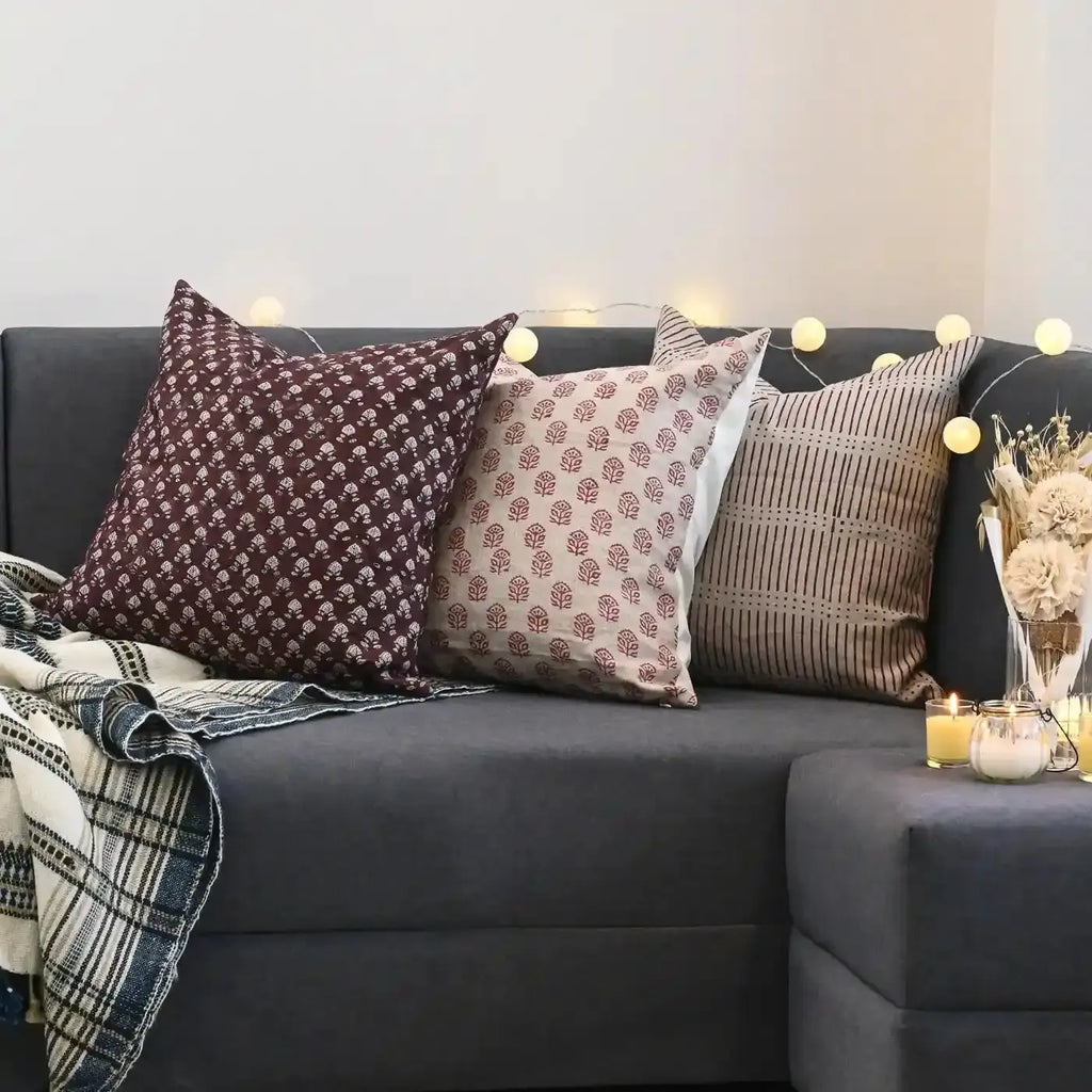 Dahlia Ditsy Prints Red Pillow Cover Pillow Covers