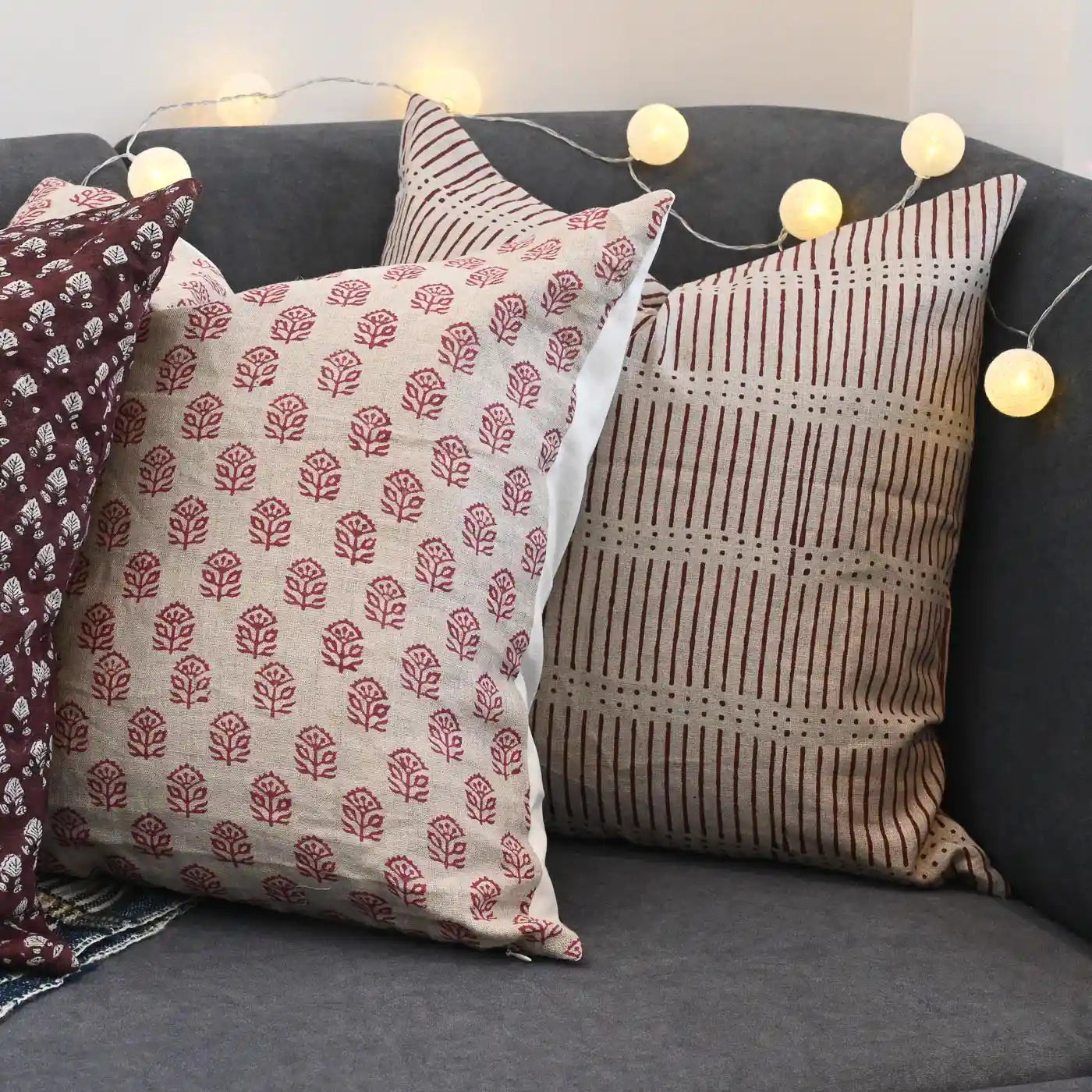 Alina Ditsy Prints Light Beige Pillow Cover Pillow Covers