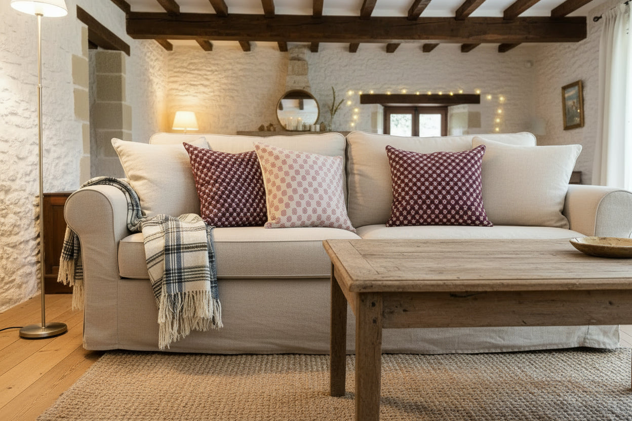 Dahlia Ditsy Prints Red Pillow Cover Pillow Covers