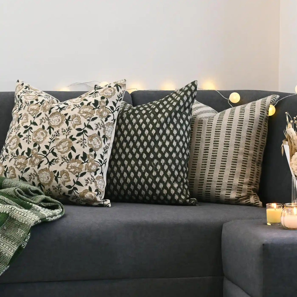 Marlowe Ditsy Prints Dark Green Pillow Cover Pillow Covers