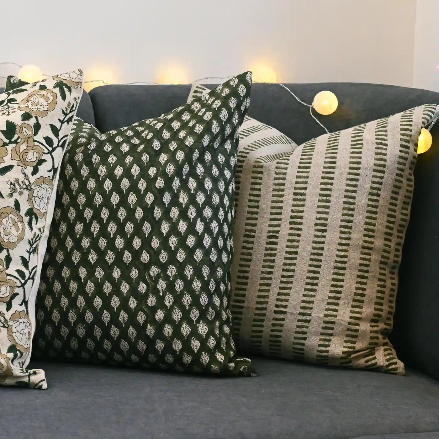 Marlowe Ditsy Prints Dark Green Pillow Cover Pillow Covers