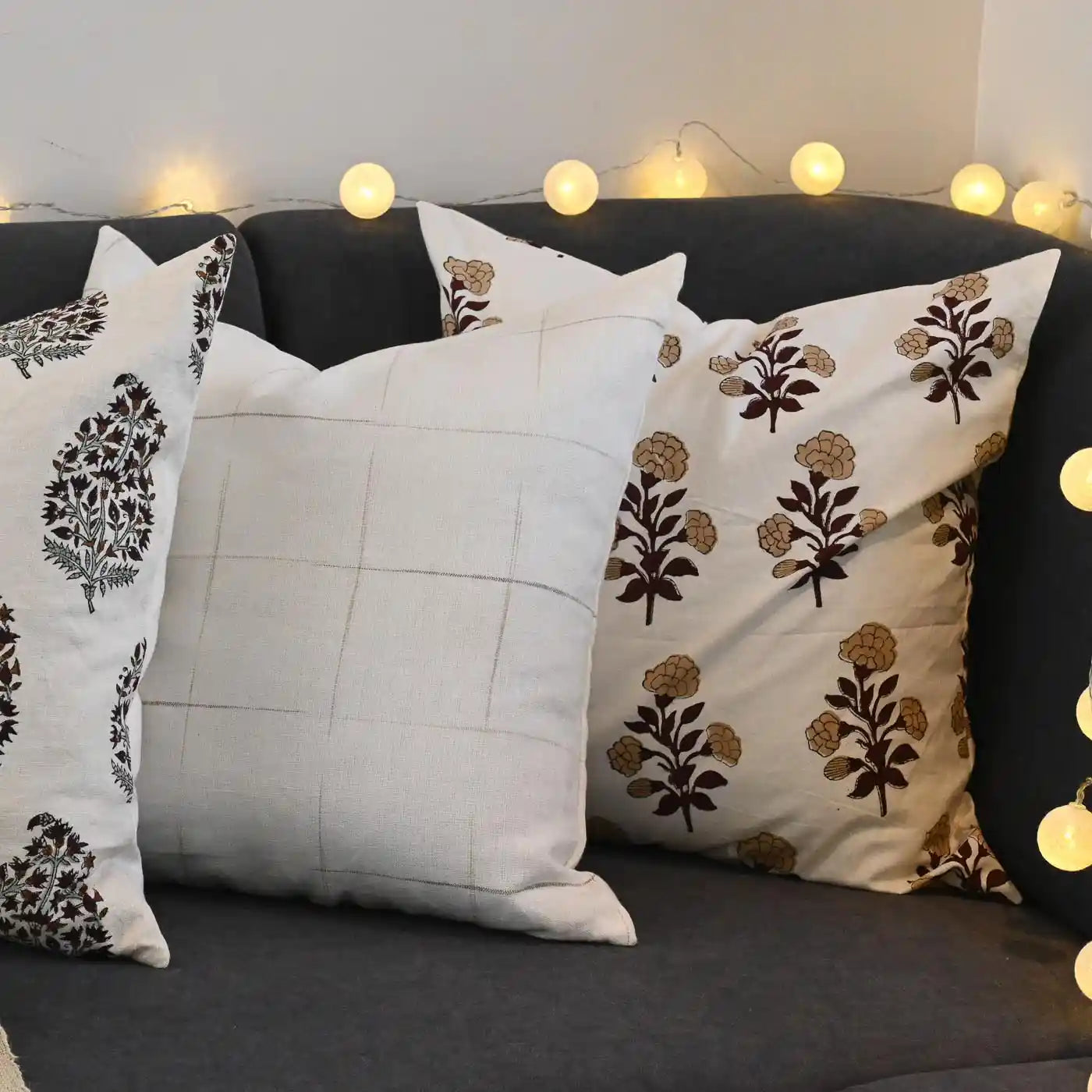 Rowan Ditsy Prints White Pillow Cover Pillow Covers