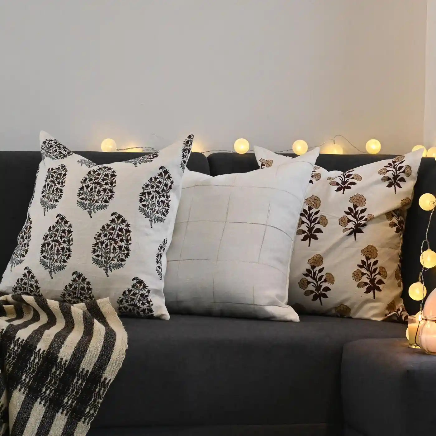 Rowan Ditsy Prints White Pillow Cover Pillow Covers