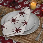 Cotton Block Print Napkins – Deep Red Star Motif Napkins