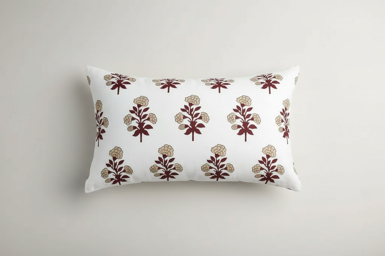Rowan Ditsy Prints White Pillow Cover 16" x 42" Double Sided Pillow Covers